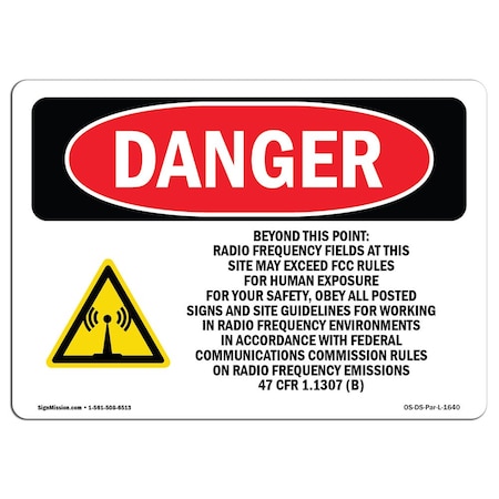 Signmission OSHA Danger Sign, 3.5" Height, Beyond This Point Radio Frequency Fields, Landscape, 10PK OS-DS-D-35-L-1640-10PK